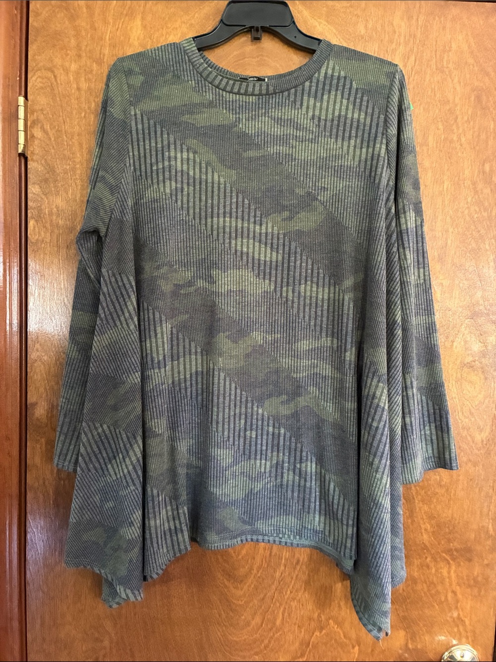JODIFL Olive & Dark Gray Ribbed Swing Tunic Size 1X